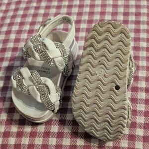 Kids White and Silver Sandals